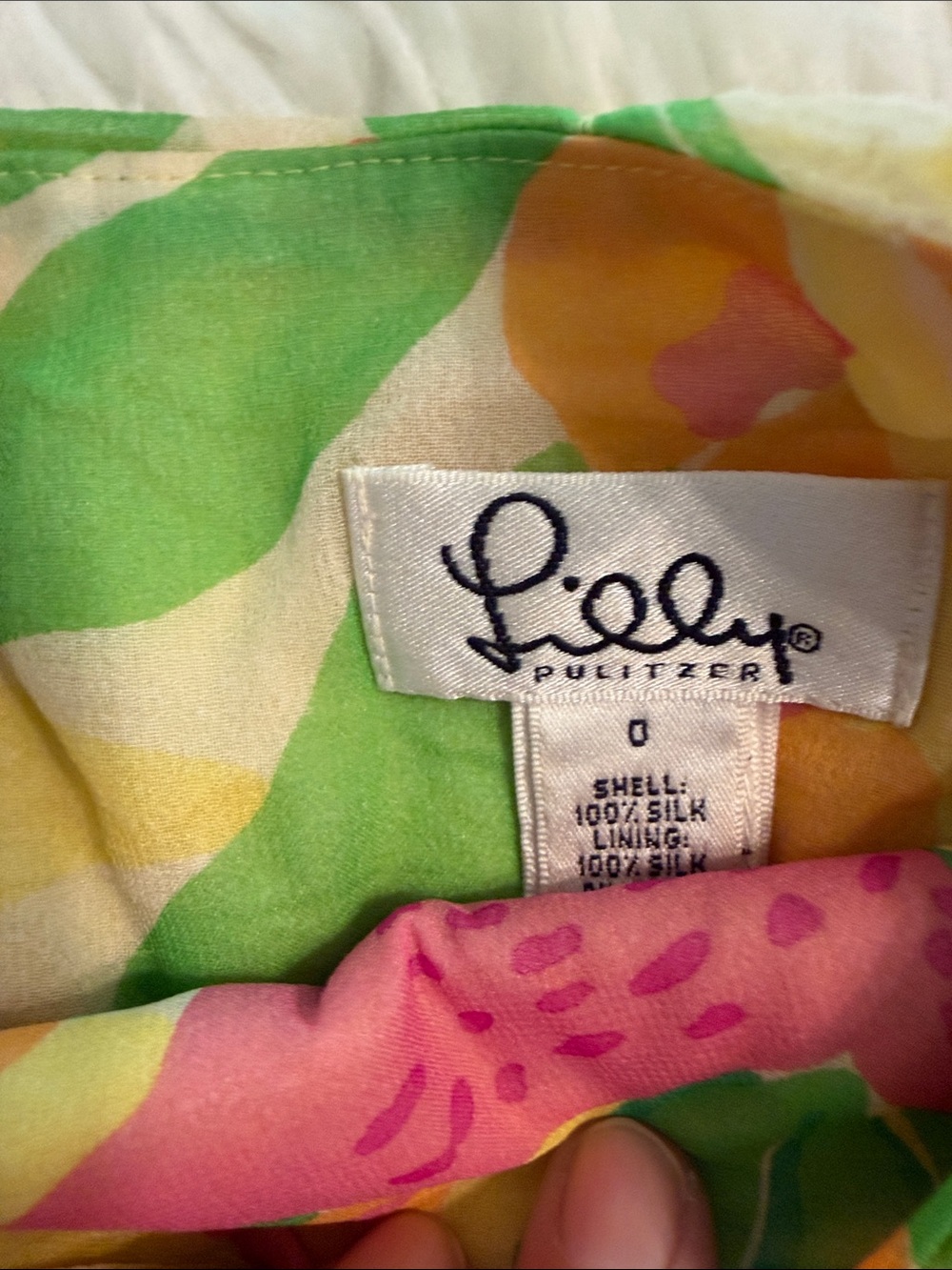 Vintage Lilly Pulitzer Floral Circle Skirt in Yellow, Green & Pink 100% silk - Picture 8 of 8